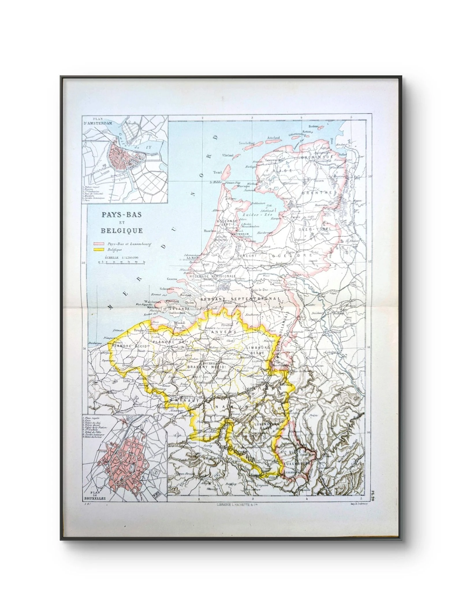 Países Baixos e Bélgica, mapa de época, 1887, Autêntico. – photo 6